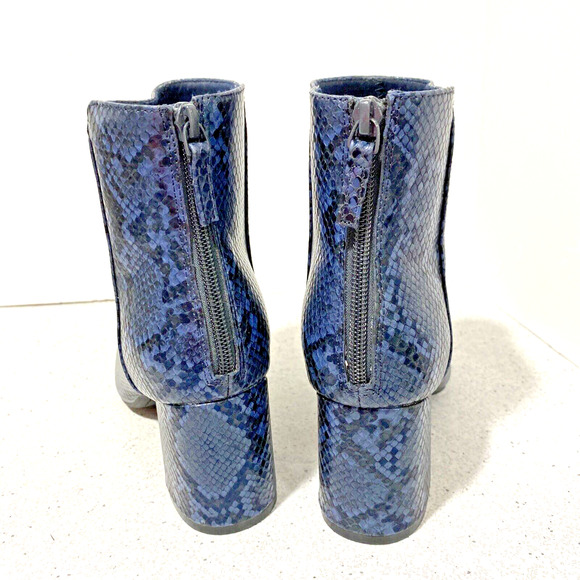Blue Faux Snakeskin Ankle Boots Booties by Old Navy US 7M High Heel Boho Hippie - Picture 3 of 9